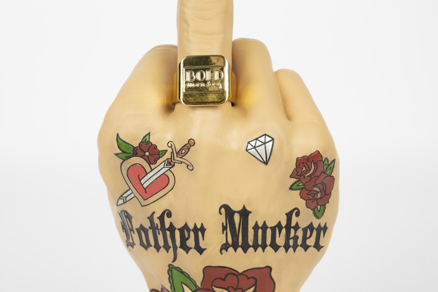 BOLD MONKEY Fother Mucker sidebord, rund - glas og guld/multifarvet harpiks (40)