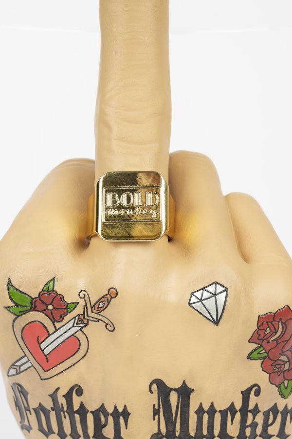 BOLD MONKEY Fother Mucker sidebord, rund - glas og guld/multifarvet harpiks (40)