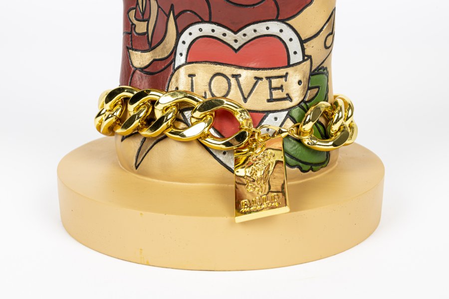 BOLD MONKEY Fother Mucker sidebord, rund - glas og guld/multifarvet harpiks (40)