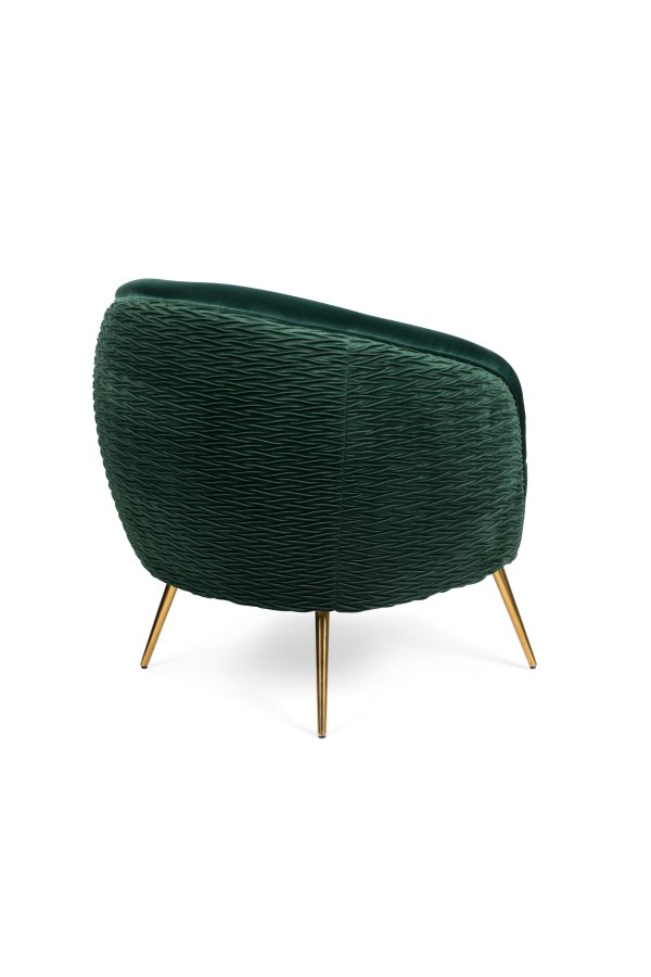 BOLD MONKEY So Curvy loungestol, m. armln - mrkegrn fljl polyester og guld stl