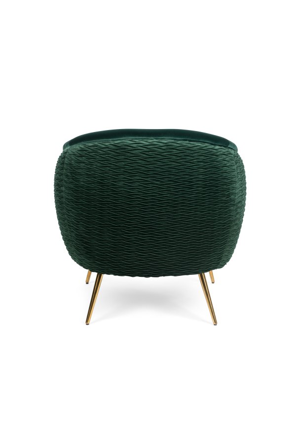 BOLD MONKEY So Curvy loungestol, m. armln - mrkegrn fljl polyester og guld stl
