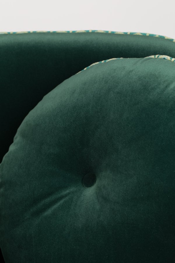 BOLD MONKEY Sassy Granny drejestol, m. armln og pude - mrkegrn fljl polyester og messing stl