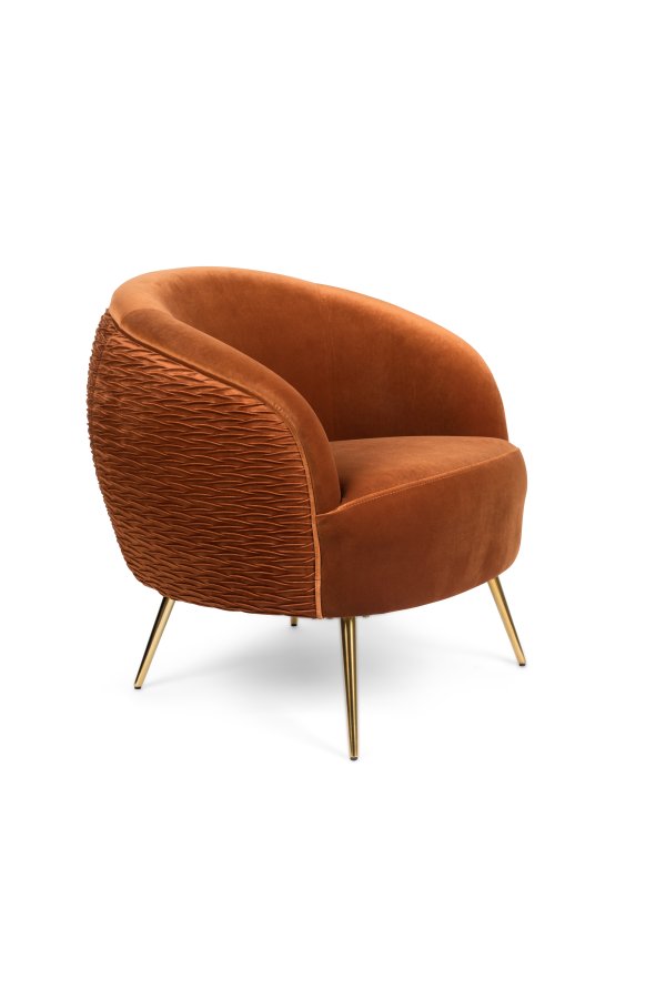 BOLD MONKEY So Curvy loungestol, m. armln - orange fljl polyester og guld stl