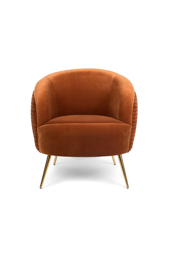 BOLD MONKEY So Curvy loungestol, m. armln - orange fljl polyester og guld stl