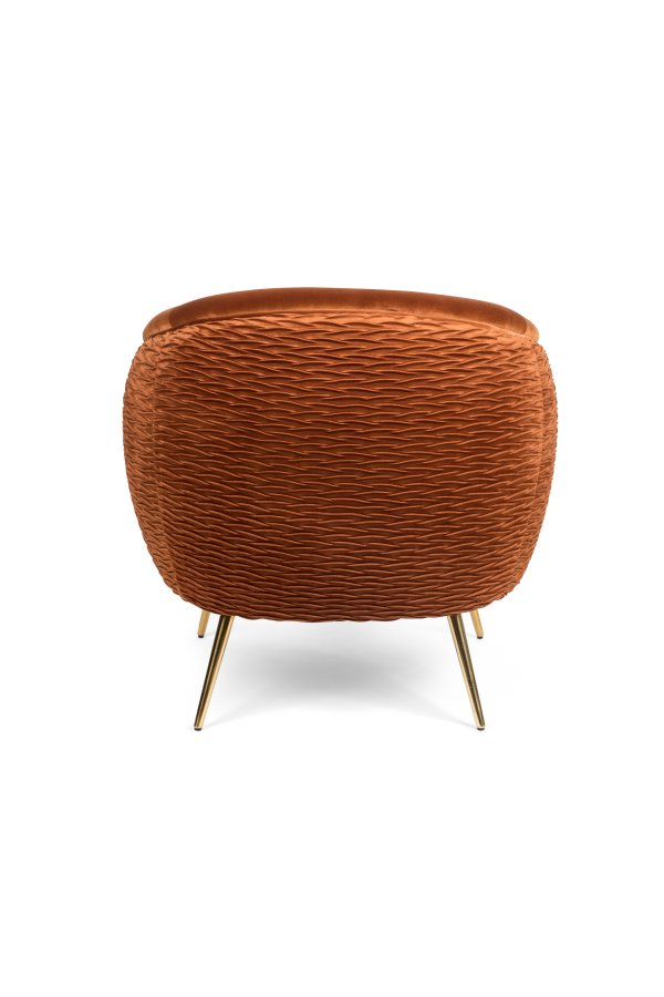 BOLD MONKEY So Curvy loungestol, m. armln - orange fljl polyester og guld stl