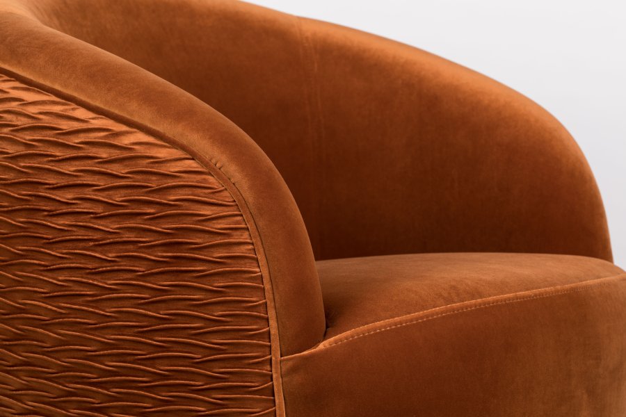 BOLD MONKEY So Curvy loungestol, m. armln - orange fljl polyester og guld stl