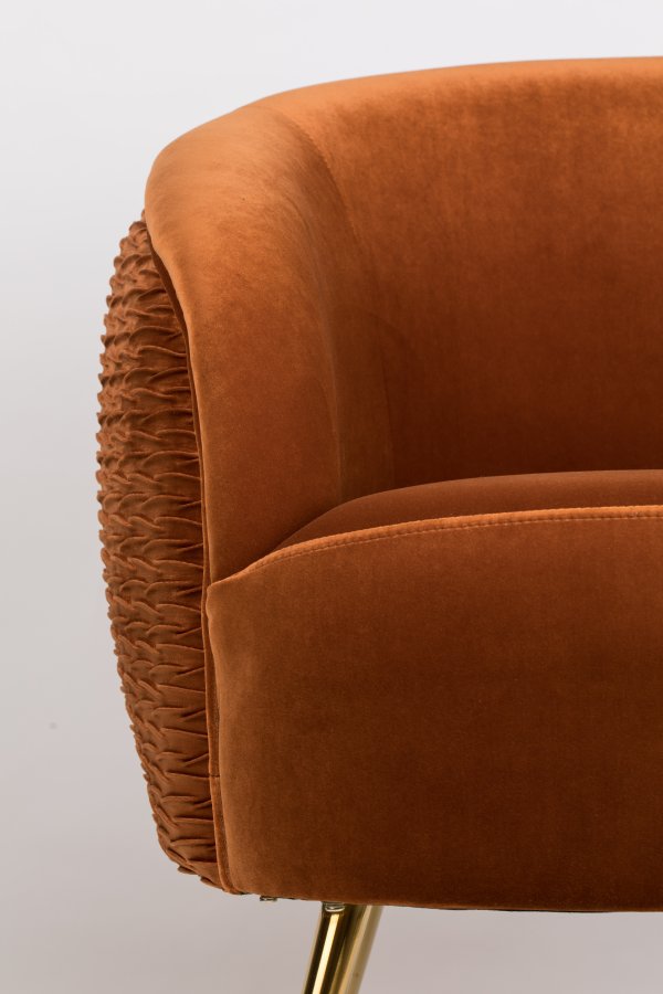BOLD MONKEY So Curvy loungestol, m. armln - orange fljl polyester og guld stl