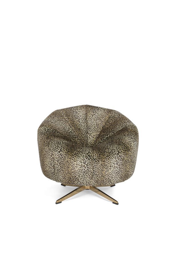 BOLD MONKEY Where The Sun Doesn't Shine drejestol - brun multifarvet panterprint polyester/guld stl