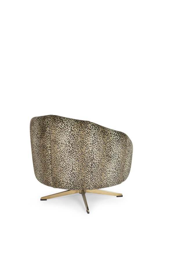 BOLD MONKEY Where The Sun Doesn't Shine drejestol - brun multifarvet panterprint polyester/guld stl