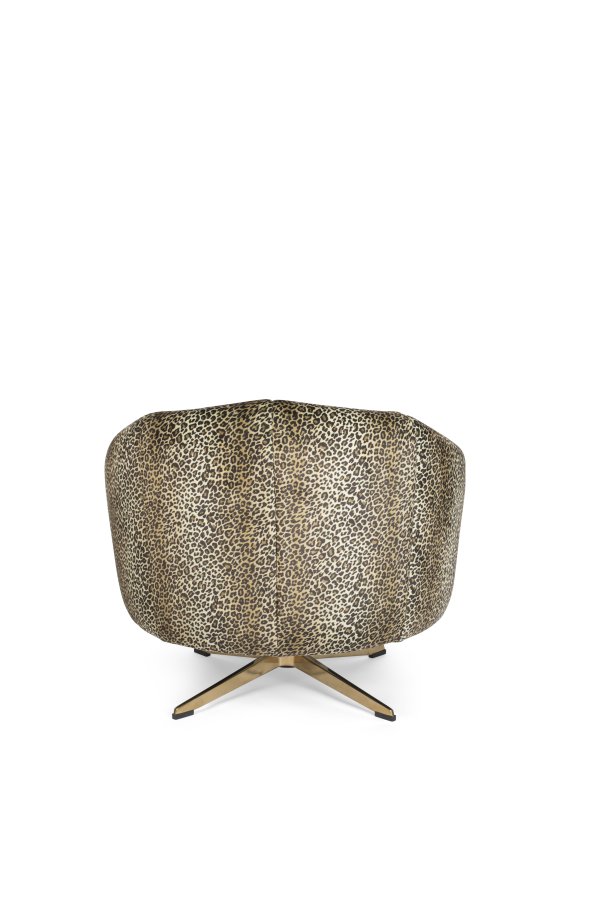 BOLD MONKEY Where The Sun Doesn't Shine drejestol - brun multifarvet panterprint polyester/guld stl