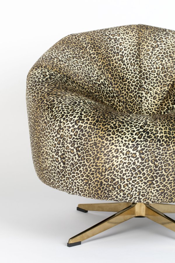 BOLD MONKEY Where The Sun Doesn't Shine drejestol - brun multifarvet panterprint polyester/guld stl