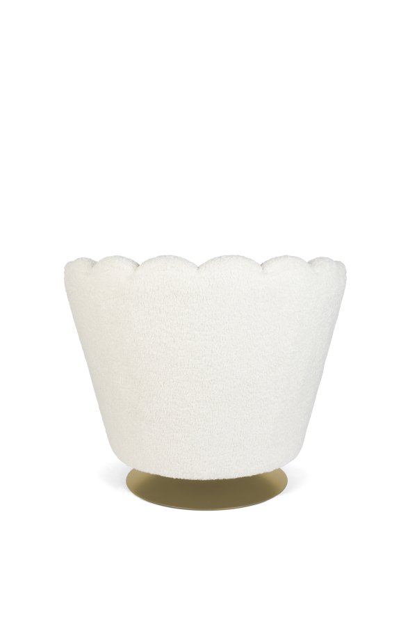 BOLD MONKEY Mother Of All Shells drejestol, m. armln - hvid bamsestof polyester og guld stl