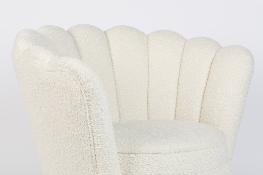 BOLD MONKEY Mother Of All Shells drejestol, m. armln - hvid bamsestof polyester og guld stl