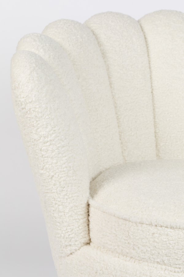 BOLD MONKEY Mother Of All Shells drejestol, m. armln - hvid bamsestof polyester og guld stl