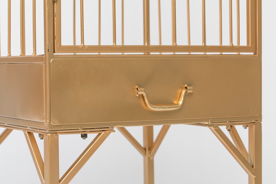 BOLD MONKEY Unlock Me skab, fuglebur design, m. 1 lge, 3 hylder og 1 skuffe - messing jern