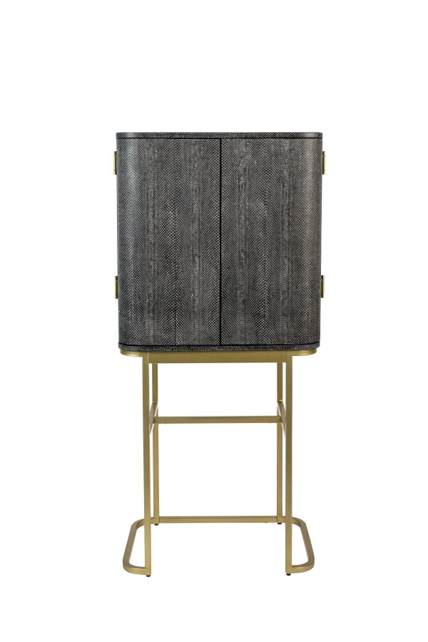 BOLD MONKEY Ava Morgana barskab, m. 2 lger, 1 skuffe, spejl - sort slangeskind PU, messing stl