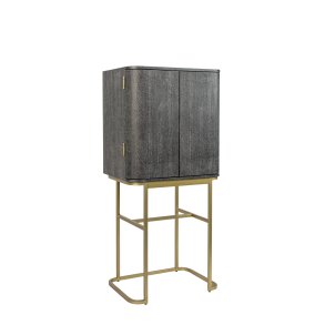 BOLD MONKEY Ava Morgana barskab, m. 2 lger, 1 skuffe, spejl - sort slangeskind PU, messing stl