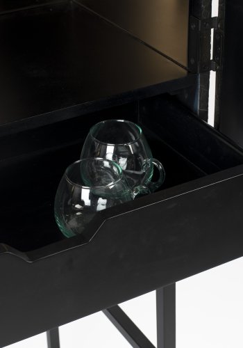 BOLD MONKEY Ava Morgana barskab, m. 2 lger, 1 skuffe, spejl - brun krokodilleskind PU, messing stl