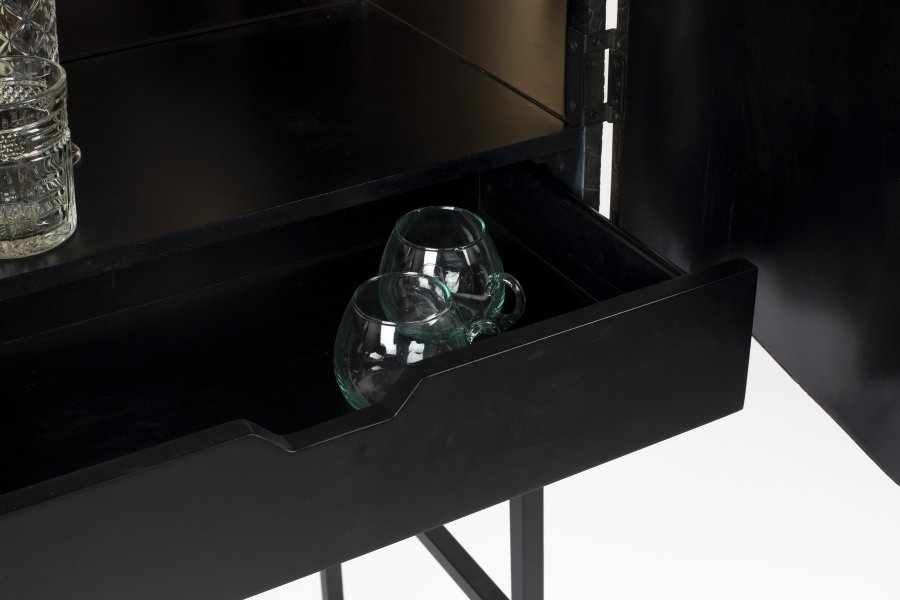 BOLD MONKEY Ava Morgana barskab, m. 2 lger, 1 skuffe, spejl - brun krokodilleskind PU, messing stl