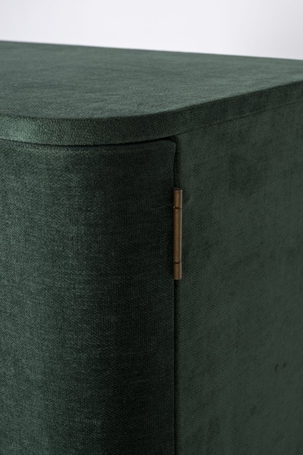 BOLD MONKEY Ava Morgana barskab, m. 2 lger, 1 skuffe, spejl - skovgrn fljl stof og messing stl