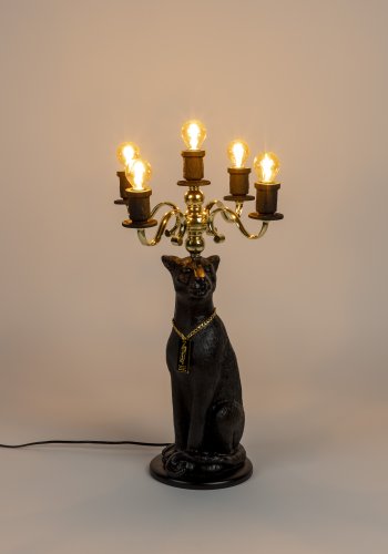 BOLD MONKEY Proudly Crowned Panther gulvlampe - guld galvanisering og sort harpiks