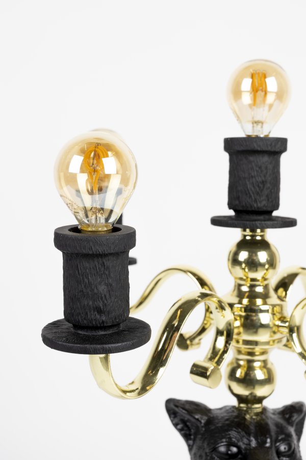 BOLD MONKEY Proudly Crowned Panther gulvlampe - guld galvanisering og sort harpiks