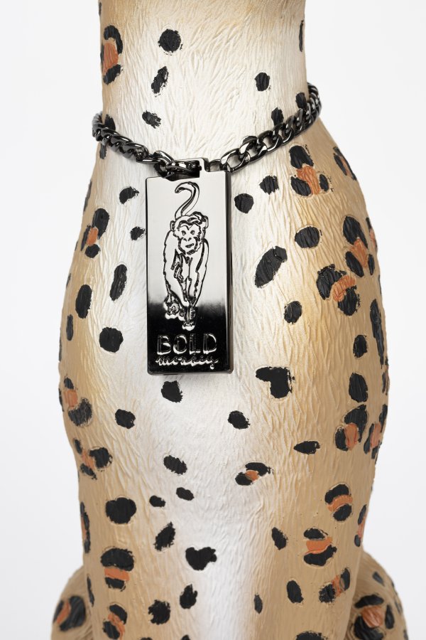 BOLD MONKEY Proudly Crowned Panther gulvlampe - sort galvanisering og brun panterprint harpiks