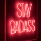 BOLD MONKEY Stay Badass LED neon lysskilt, kvadratisk - rd PVC og akryl (80x80)