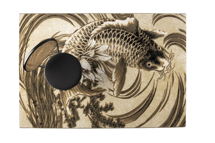 BOLD MONKEY The legend of Koi gulvtppe, rektangulr - beige/sort/gr polypropylen/decolan 160x230 