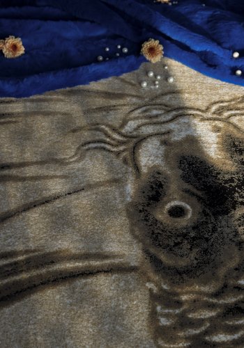 BOLD MONKEY The legend of Koi gulvtppe, rektangulr - beige/sort/gr polypropylen/decolan 160x230 