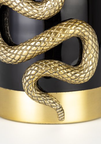 BOLD MONKEY Never Hurt A Snake vase M, rund - guld aluminium og sort emalje (H:26)