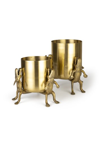 BOLD MONKEY Surrounded by crocodiles vase M, rund - guld aluminium (H:24)