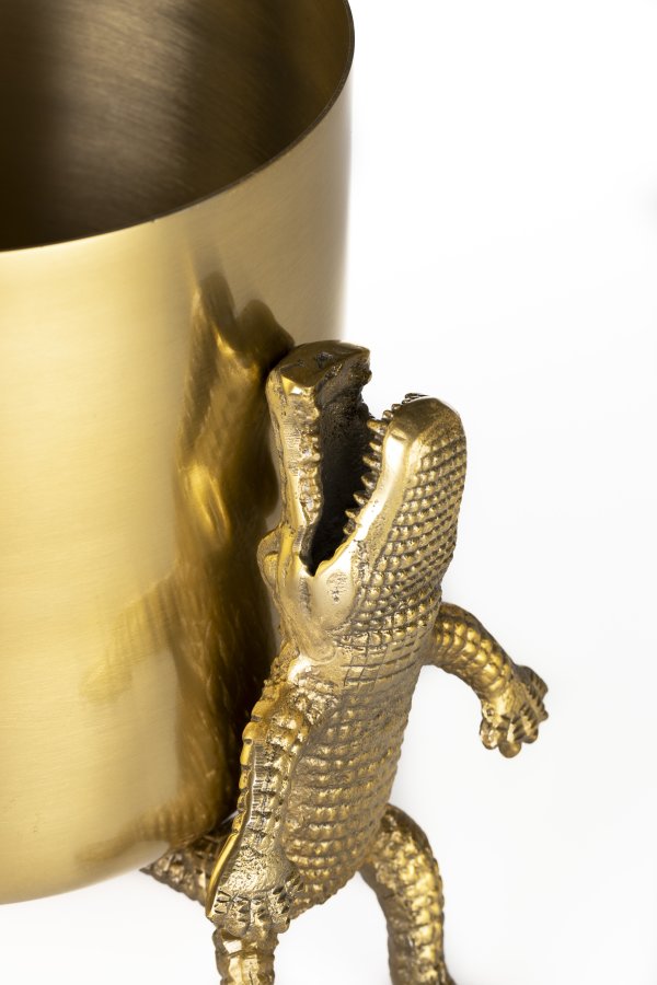 BOLD MONKEY Surrounded by crocodiles vase M, rund - guld aluminium (H:24)