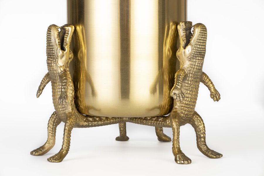 BOLD MONKEY Surrounded by crocodiles vase M, rund - guld aluminium (H:24)