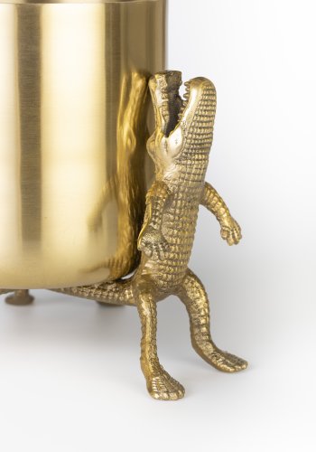 BOLD MONKEY Surrounded by crocodiles vase M, rund - guld aluminium (H:24)