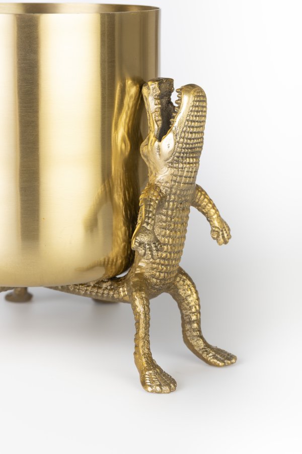 BOLD MONKEY Surrounded by crocodiles vase M, rund - guld aluminium (H:24)