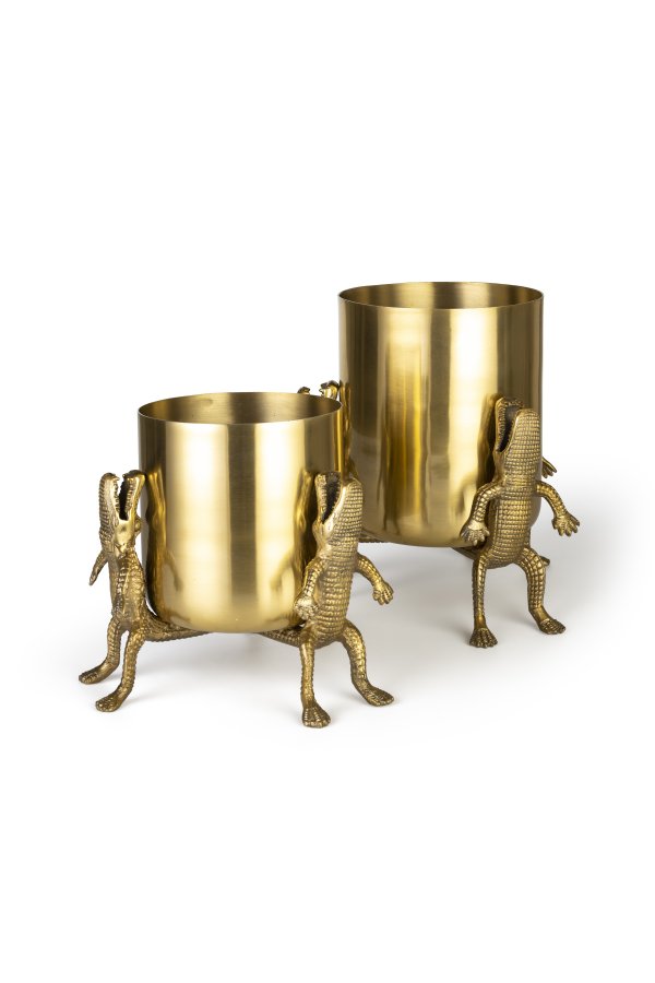 BOLD MONKEY Surrounded by crocodiles vase L, rund - guld aluminium (H:32)