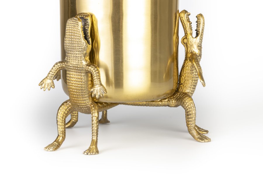 BOLD MONKEY Surrounded by crocodiles vase L, rund - guld aluminium (H:32)