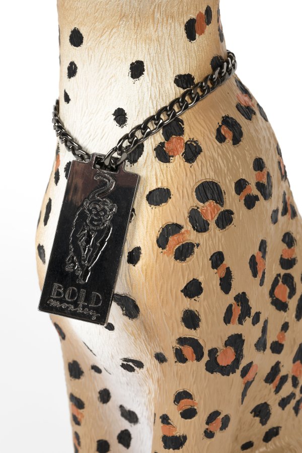 BOLD MONKEY Proudly Crowned Panther lysestage, til 5 lys - sort galvanisering og brun print harpiks