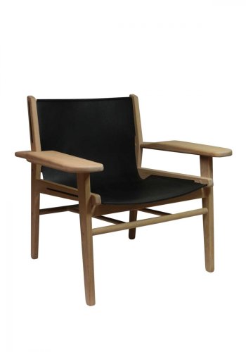 Cris loungestol - olieret eg og gte sort lder, m. armln