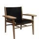 Cris loungestol - olieret eg og gte sort lder, m. armln