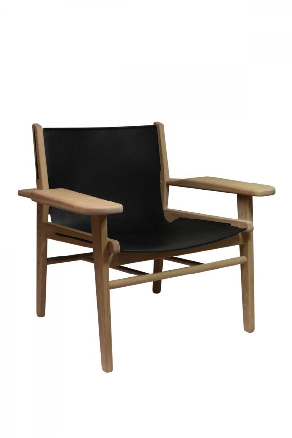 Cris loungestol - olieret eg og gte sort lder, m. armln