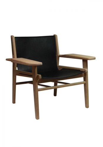 Cris loungestol - olieret eg og gte sort lder, m. armln