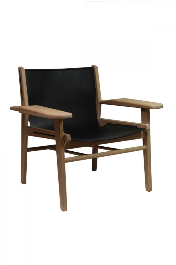 Cris loungestol - olieret eg og gte sort lder, m. armln