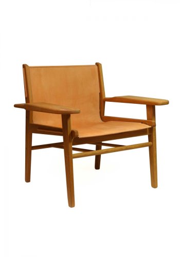 Cris loungestol - olieret eg og gte brunt lder, m. armln
