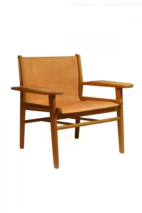 Cris loungestol - olieret eg og gte brunt lder, m. armln