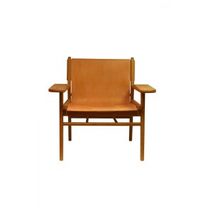 Cris loungestol - olieret eg og gte brunt lder, m. armln
