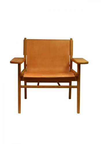 Cris loungestol - olieret eg og gte brunt lder, m. armln