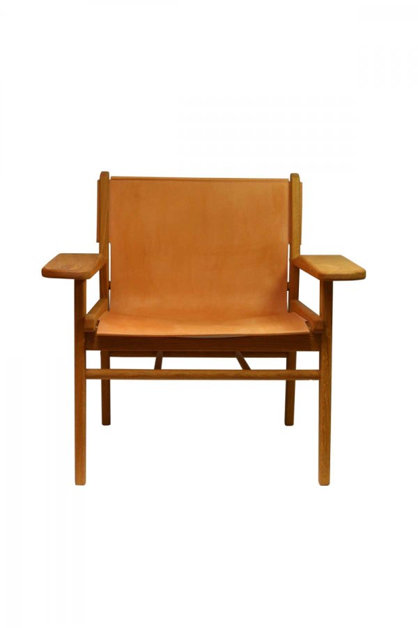Cris loungestol - olieret eg og gte brunt lder, m. armln