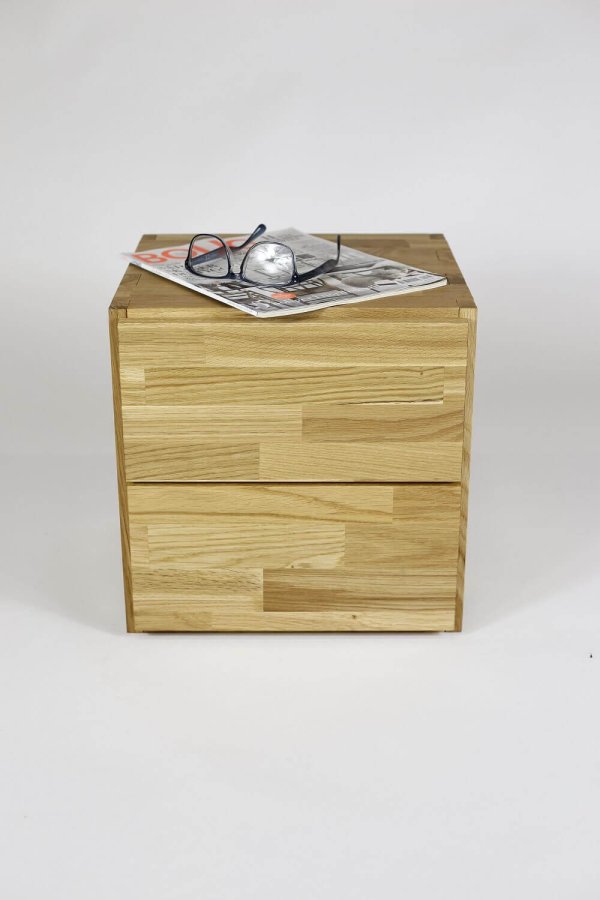 NOCNOI Puzzle kvadratisk reol, m. 1 rum - massiv olieret eg, til vg/gulv (36x36)